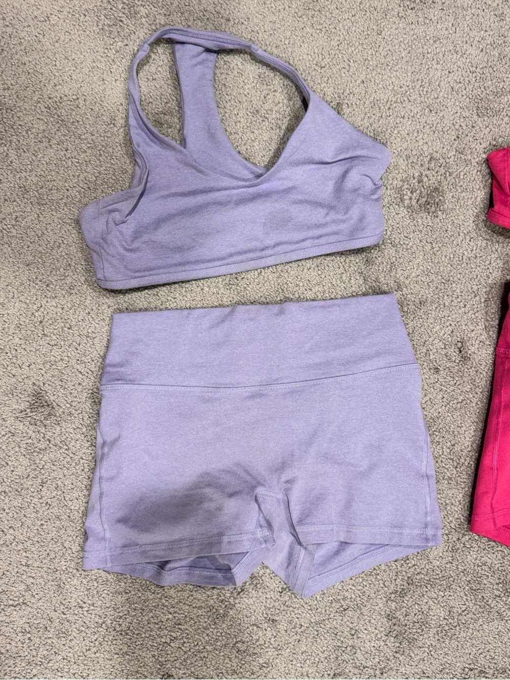 Fleo Seamless Lavender Racerback Sports Bra & High-Waist Shorts Set